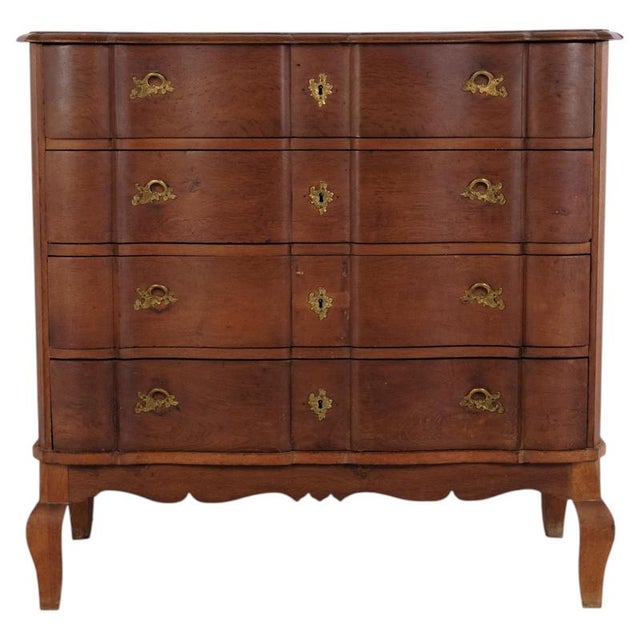 Large Baroque Oak Chest of Drawers with Brass Fittings, 1800 For Sale - Image 11 of 11