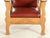 1910s S.A. Cook Upholstered Oak Recliner Chair With Carved Lion Head and Scrollwork For Sale - Image 4 of 10