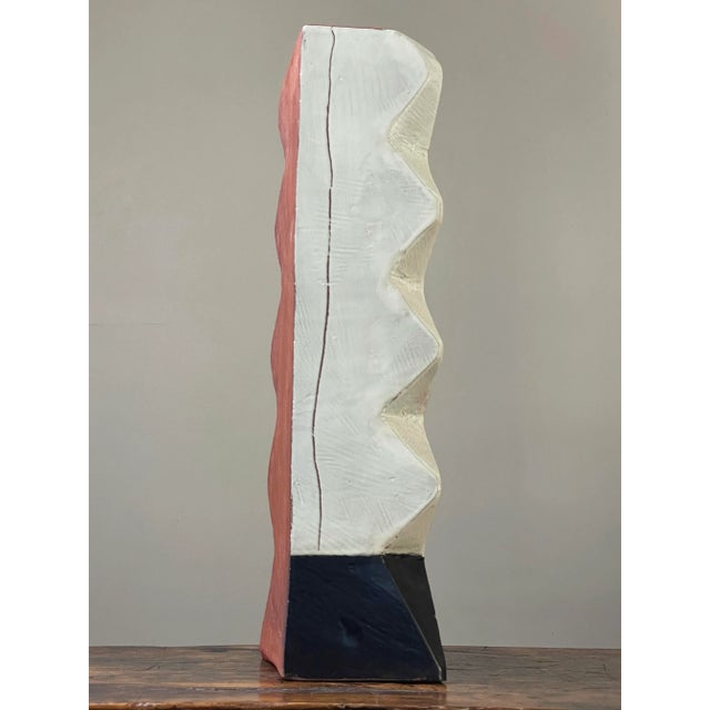 Rene Brancusi Monumental Postmodernist Black and White Glazed Terracotta Vessel For Sale - Image 4 of 13