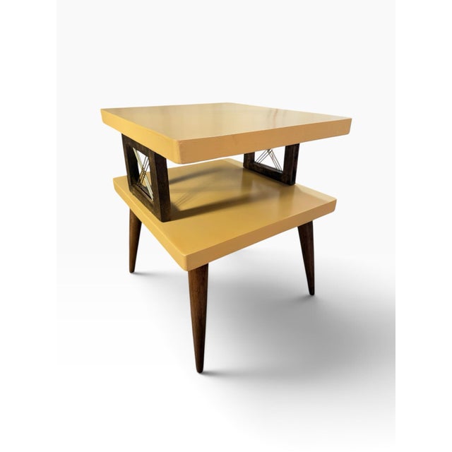 Vintage Refinished Mid-Century Modern Two-Tier Side Table For Sale In Buffalo - Image 6 of 9