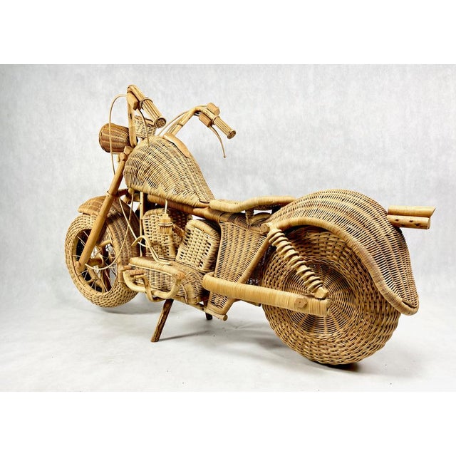 Full Size Wicker & Bamboo Harley Davidson Motorcycle attributed to Tom Dixon for Habitat, 1980s For Sale - Image 4 of 15