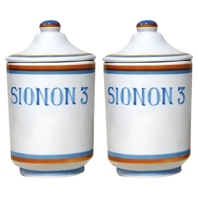 Vintage Ceramic Apothecary Vases from Deruta, 1960s, Set of 2 For Sale