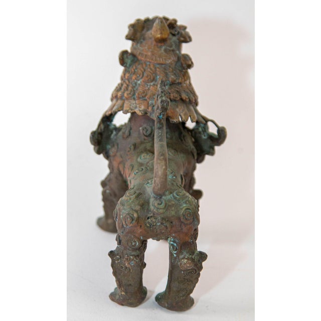 Asian Bronze Guardian Lion Sculpture 19th Century | Chairish