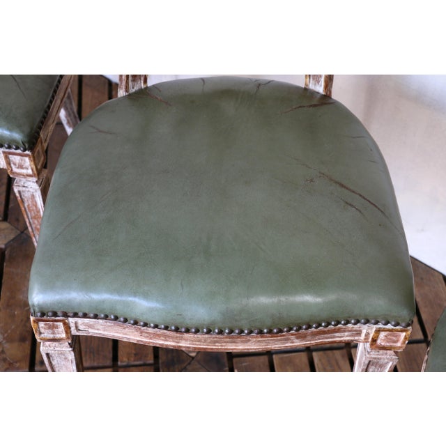 1930s Set of Four Italian Neoclassical Dining Chairs With Green Leather Seats, Circa 1930s For Sale - Image 5 of 18