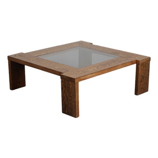 Modernist Wenge and Glass Coffee Table, Netherlands, 1970s For Sale