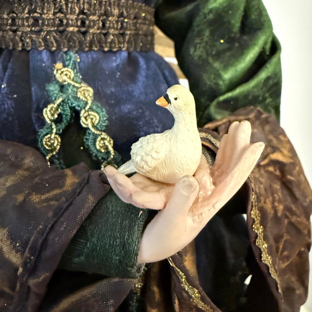 Metal Late 20th Century Tall Fabric Mâché Christmas Angel With Gold Metal Wings For Sale - Image 7 of 10
