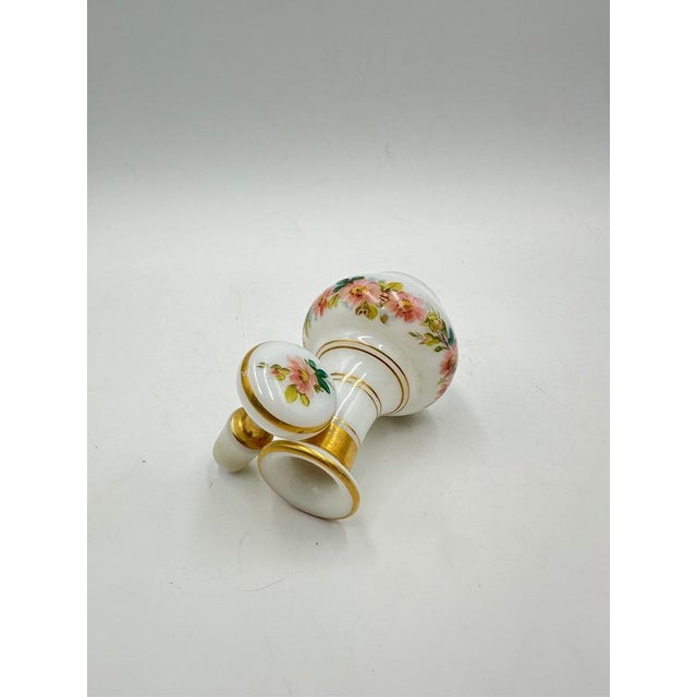 Antique Opaline Perfume Bottle Decorated with Painted Flowers, 1890s For Sale - Image 4 of 11