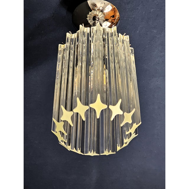 Silver Vintage Murano Glass Prism Ceiling Lamp in the style of Venini, Venice, Italy, 1970s For Sale - Image 8 of 10