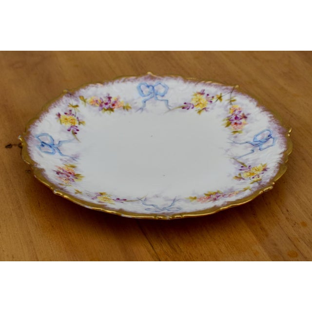 Antique Limoges French Porcelain Plate Floral Garlands Blue Bows Ribbons Gilt For Sale In Philadelphia - Image 6 of 16