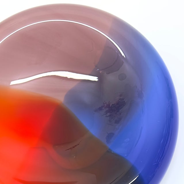 Colorful Mid-Century Modern Double-Walled Glass Bowl Attributed to Flavio Poli for Murano For Sale - Image 12 of 13