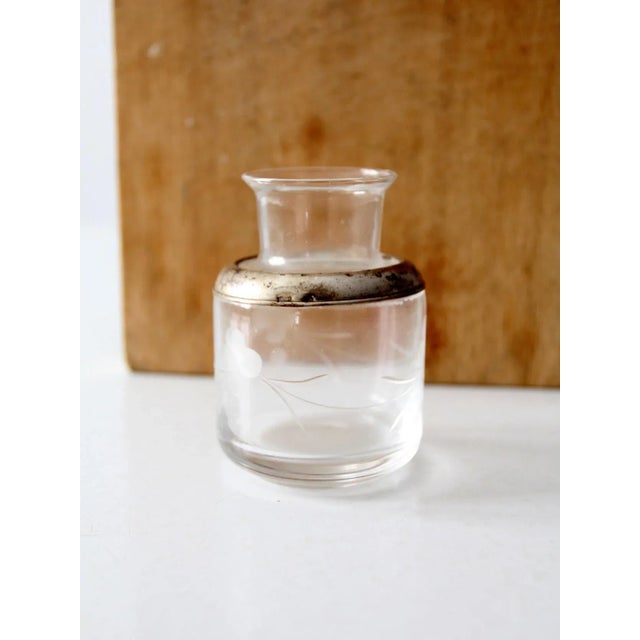 Metal Antique Etched Glass Bottle For Sale - Image 7 of 8