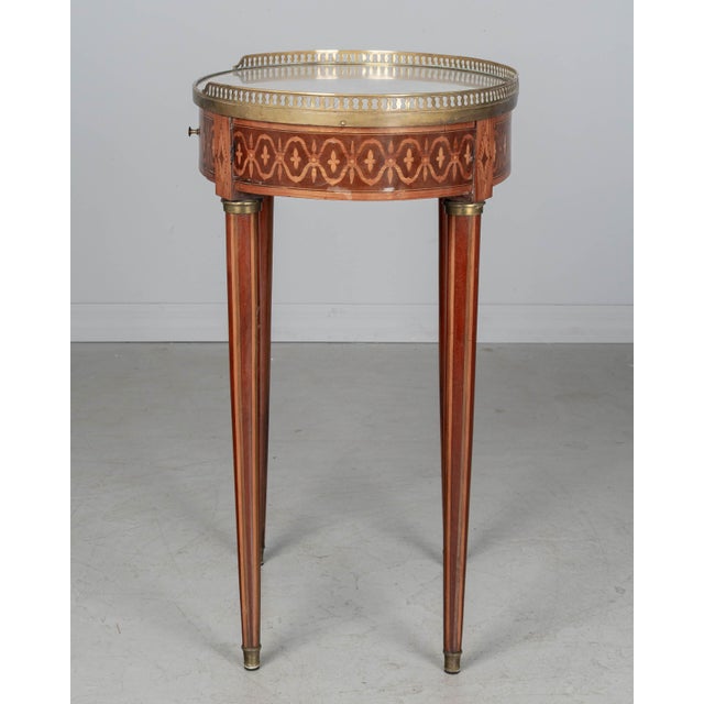 Wood 19th Century Louis XVI Style Oval Marquetry Gueridon Table For Sale - Image 7 of 11