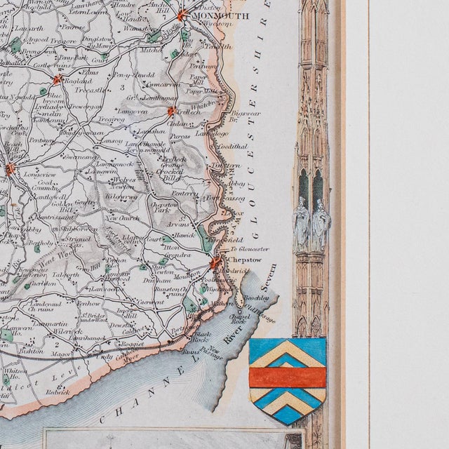 Antique County Map, Monmouthshire, English Framed Print, Thomas Moule, Victorian For Sale - Image 9 of 12