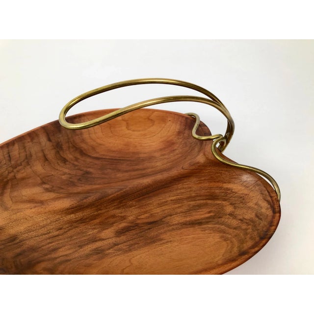 1950s Mid-Century Walnut Bowl in Shape of a Leaf, Austrian, 1950s For Sale - Image 5 of 8