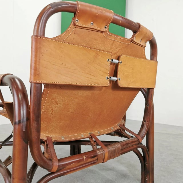Set of Bamboo and Natural Leather Chairs by Tito Agnoli, 1970s For Sale - Image 16 of 18