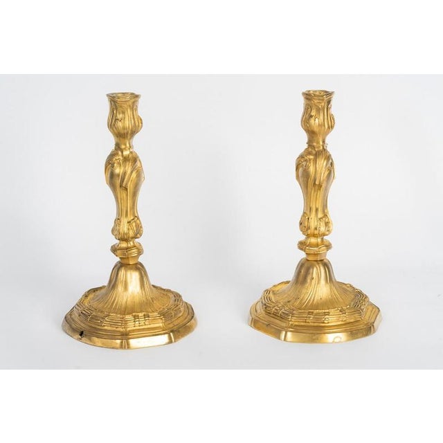 19th Century Louis XVI Gilded Bronze Candlesticks, Set of 2 For Sale - Image 3 of 8