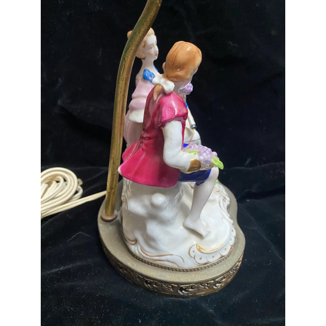 1920s French Porcelain Man and Woman With Lamb Figurative Lamp For Sale - Image 10 of 12