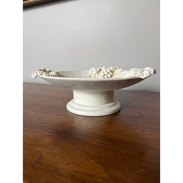 Vintage Italian Dessert or Fruit Pedestal Stand Cream Ceramic Pottery For Sale - Image 4 of 9