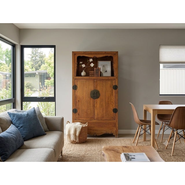 Vintage Light Brown Open Display Alcove Storage Cabinet For Sale - Image 12 of 13