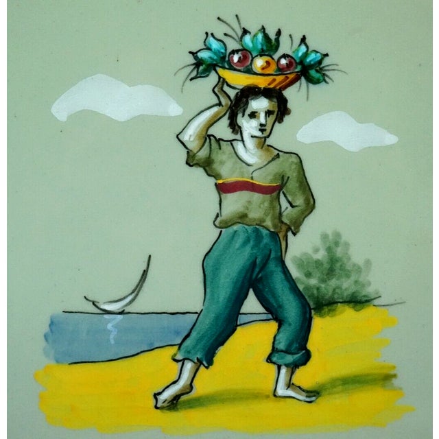 Ceramic Art Deco Majolica Tiles by Elso Sora for Ama Pesaro, Italy, 1950s, Set of 2 For Sale - Image 7 of 18