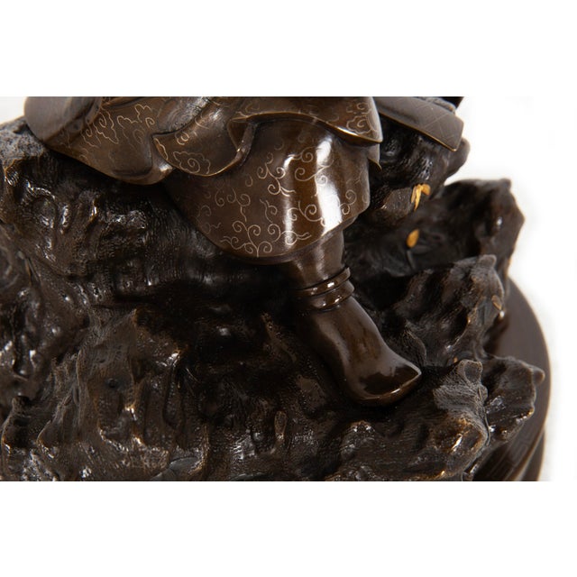 Antique Japanese Meiji Period Bronze Sculpture Okimono of Samurai Warrior For Sale - Image 15 of 18
