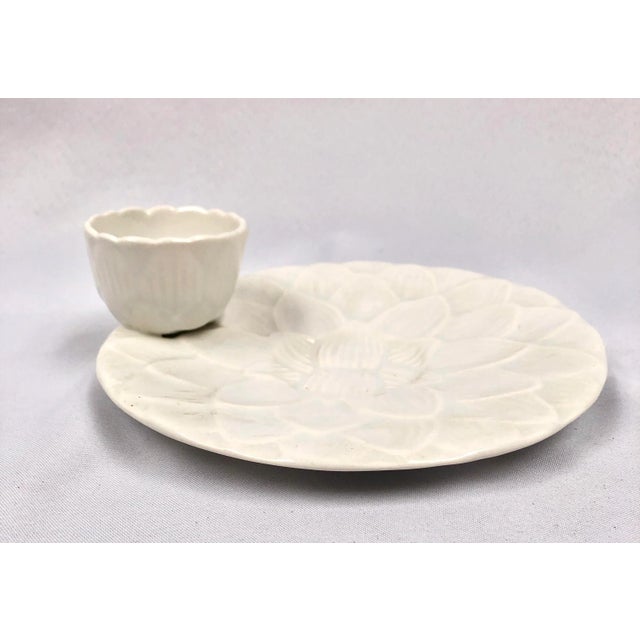 White Ironstone Artichoke Serving Plate W/Attached Sauce Cup For Sale - Image 11 of 11