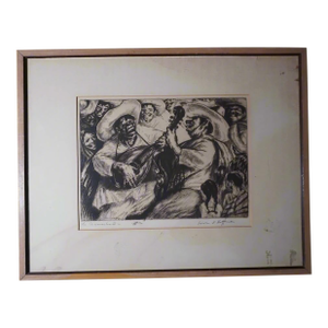 Mid 20th Century Irwin D. Hoffman, La Cucaracha, Limited Edition Original Etching, Framed
