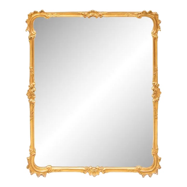 Regence Style Gilt Mirror With Beveled Detail For Sale