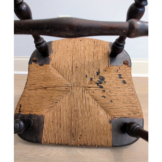 Antique Windsor Side Chair Bow Back in John Wanamaker Style For Sale - Image 9 of 11