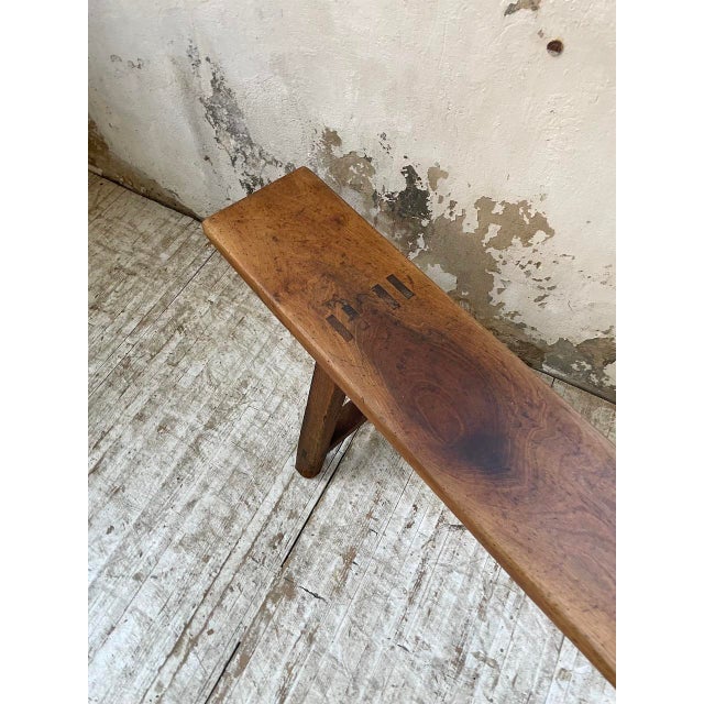 Vintage Walnut Bench, 1950s For Sale - Image 14 of 18