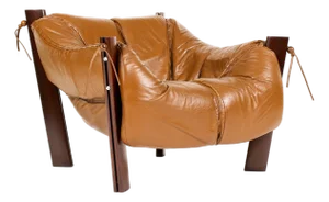 Mid Century Brazilian Modernist Lounge Chair — Percival Lafer — Model Mp-211 — Brown Leather + Rosewood