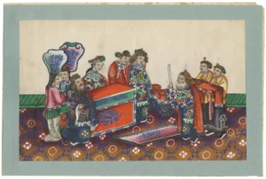 Chinese Artist, Figurative Scene, 1800s, Rice Paper Pith Painting