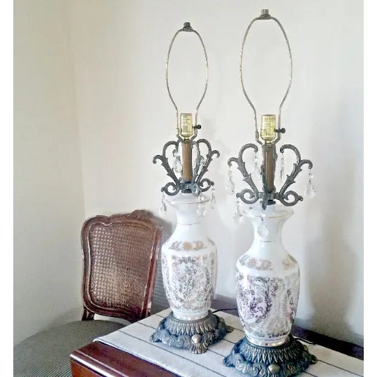Hollywood Regency Table Lamps Rococo Style Urn Table Lamps - a Pair For Sale - Image 4 of 8