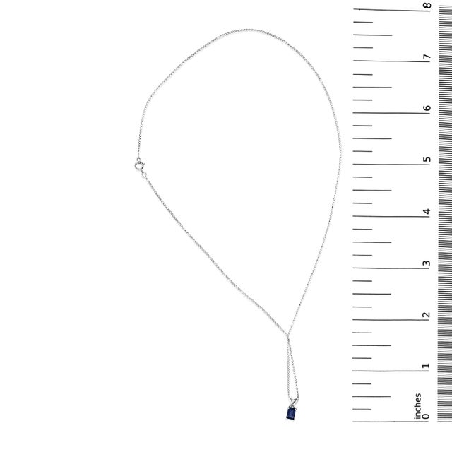 Early 21st Century 14K White Gold 6x4MM Emerald Cut Blue Sapphire Solitaire Pendant Necklace For Sale - Image 5 of 5