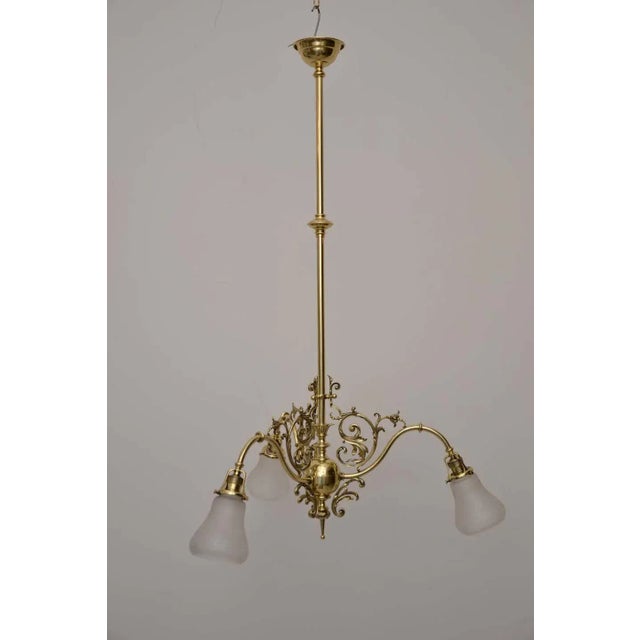 Late 19th Historistic ceiling lamp with original glass shades Up to 250V (Europe/UK Standard).The wiring of this item may...