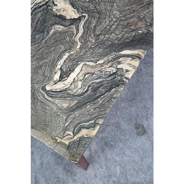 Brass Mid Century Modern Coffee Table Rectangular Marble Rosewood Metal Steel Stone For Sale - Image 8 of 12