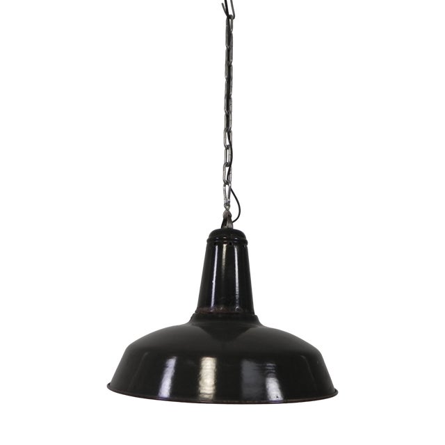 Industrial Hanging Lamp with Enamelled Steel Shade, 1950s For Sale