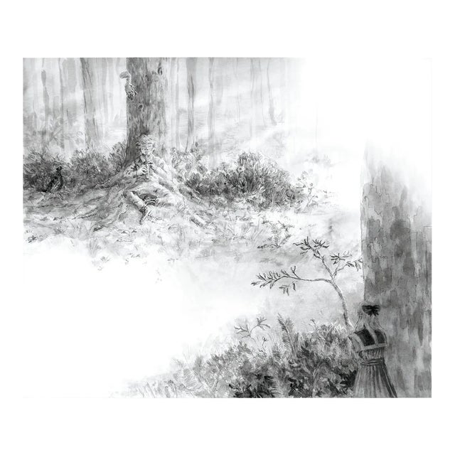 Original Fine Art Titled "Piper" by Artist Abby Olsen Ink on Paper, the Secret Garden Collection For Sale