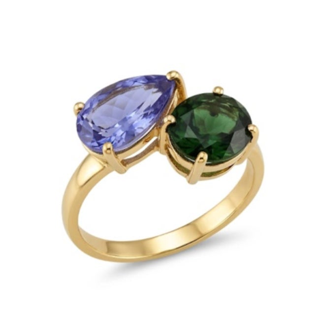 2020s Natural Tourmaline & Tanzanite Ring in 18k Gold For Sale - Image 5 of 7