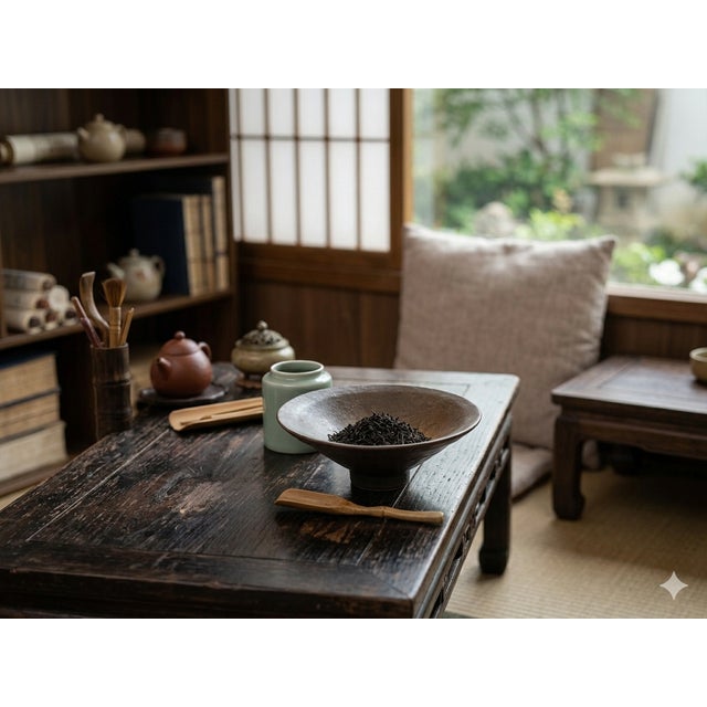 Ceramic Chinese Ware Brown Black Glaze Graphic Ceramic Tea Bowl Cup Display For Sale - Image 7 of 9