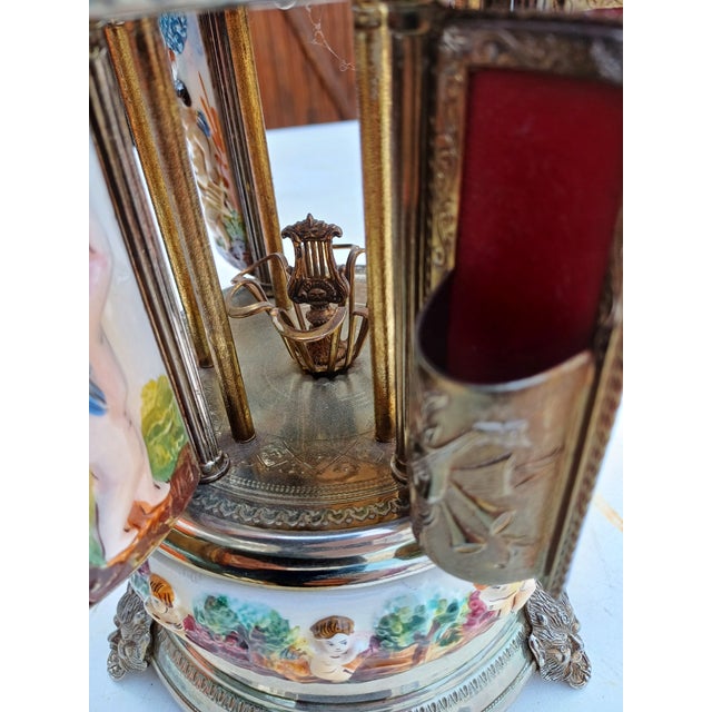 Musical Carousel in Earthenware and Silver-Plated Metal Reuge, 1960 For Sale - Image 15 of 18