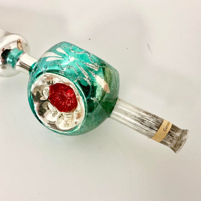 Glass Antique German Hollywood Regency Blown Mercury Glass Christmas Tree Topper, Three Indents For Sale - Image 7 of 16