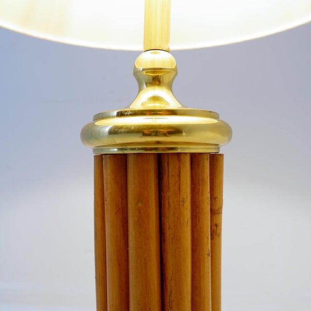 Vintage Bamboo and Brass Table Lamp, 1980s For Sale - Image 5 of 10