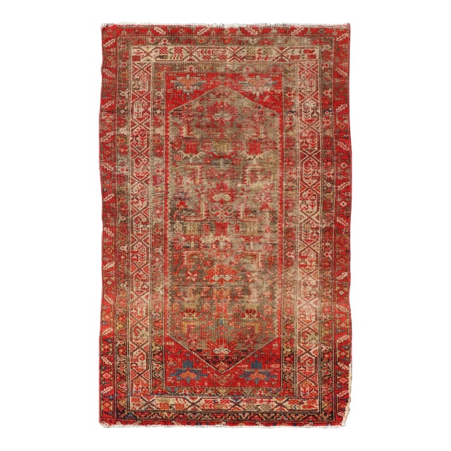 Antique Distressed Persian Malayer Rug by Keivan Woven Arts With Medallion For Sale