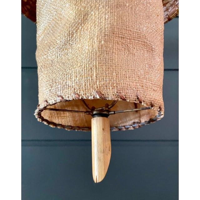 Mid 20th Century Mid 20th Century Organic Woven Wicker and Bamboo Wall Sconce For Sale - Image 5 of 12