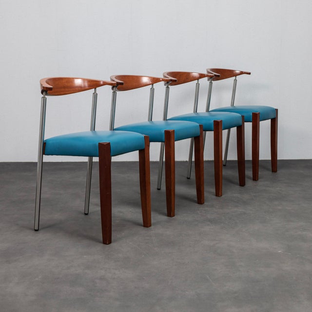 Vintage Leather Dining Chairs, Italy, 1990s, Set of 4 For Sale - Image 11 of 11