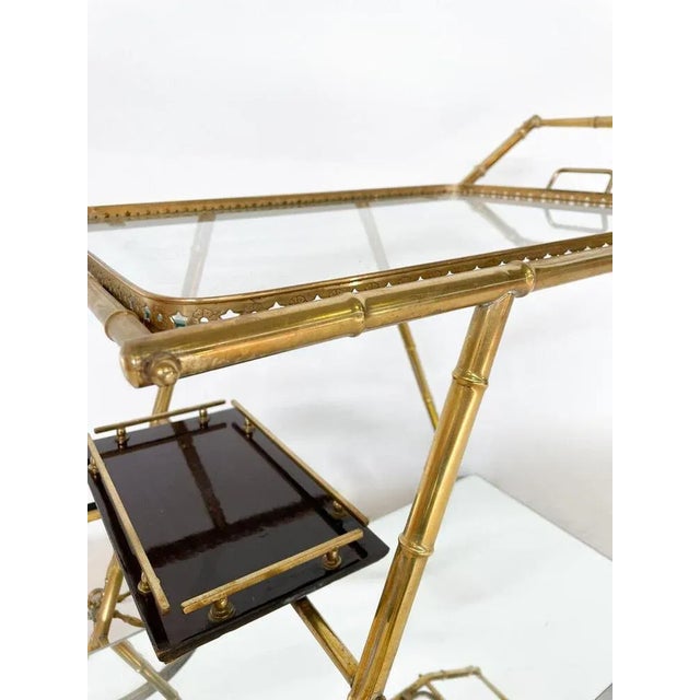Mid-Century Modern Brass and Glass Trolley, Italy, 1950s For Sale - Image 6 of 7