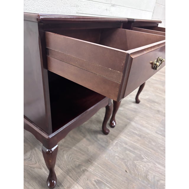 Wood Vintage Bombay Company Nightstands Side Tables - Matching Pair For Sale - Image 7 of 16