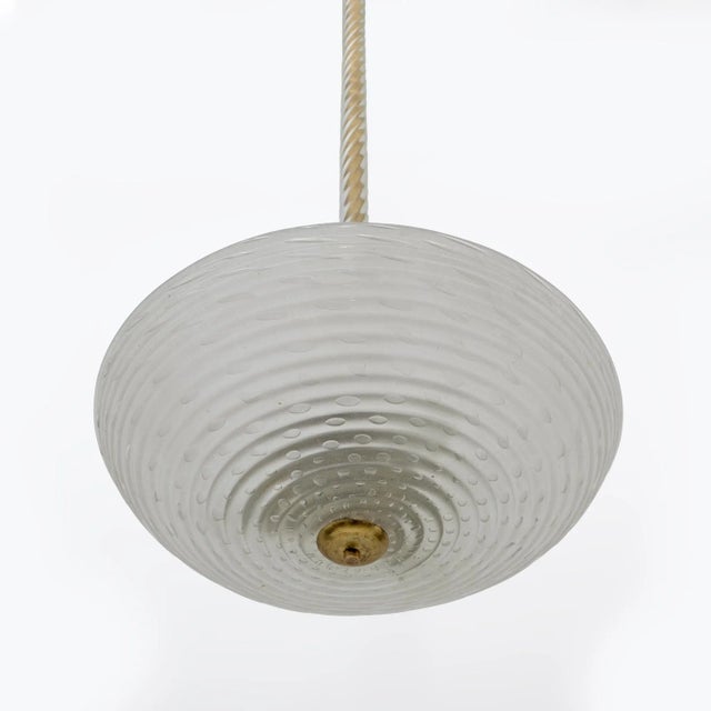 1930s Art Deco Murano Italian Glass Pendant Chandelier Pulegoso attributed to Ercole Barovier, 1930s For Sale - Image 5 of 8