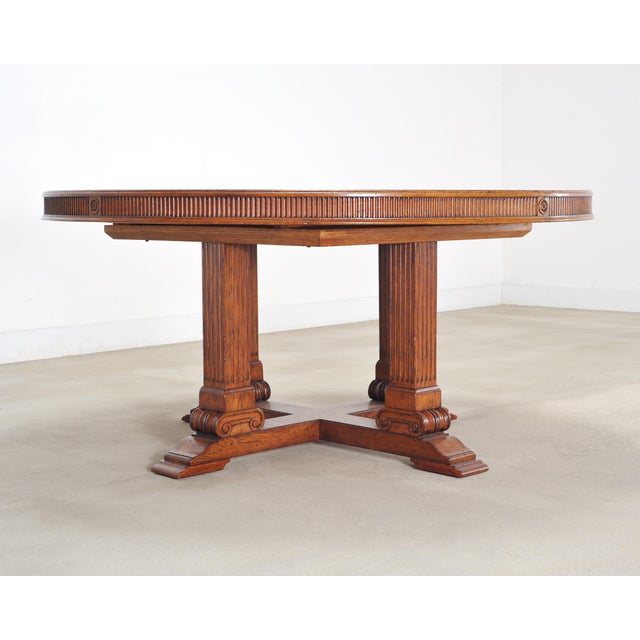 Neoclassical Ralph Lauren Hither Hills Round Oak Extending Dining Table For Sale - Image 3 of 18